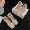 Fashion Champagne Ladies Platform High Heels 2024 Summer New Luxurious Rhinestones Wedding Bridal Shoes Sweet Beaded Women's Pumps