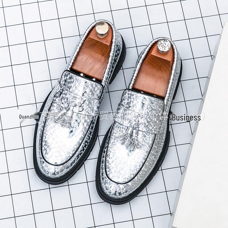 Men's European & American Formal Large Size Patent Leather Tassel Loafers
