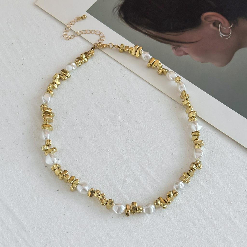 Personalised Trend Shaped Pearl Necklace Pentagram Shaped CCB Copper Clad Iron Chain Necklace