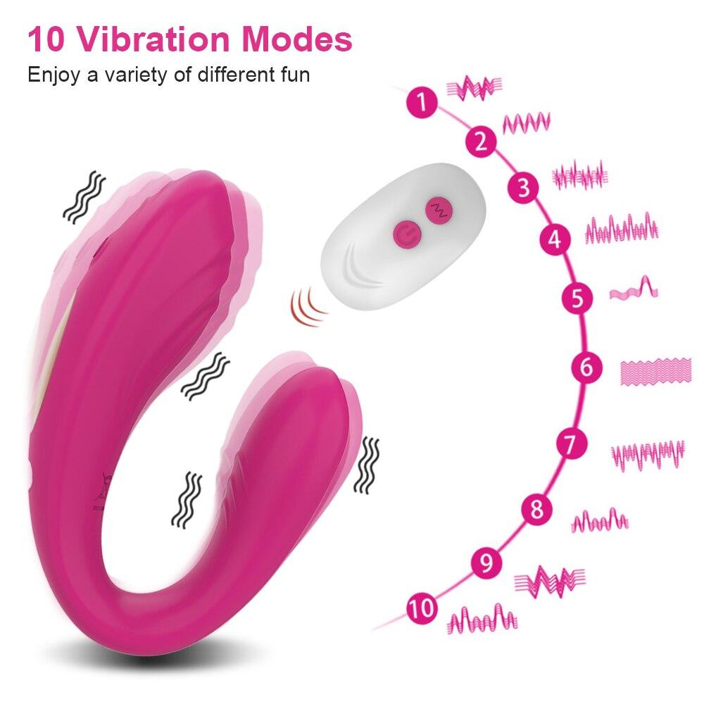 Wireless Vibrator Sex Toys for Women Couples U Shape Dildo Double Penetration Clitoris Stimulator Wearable Female Masturbator