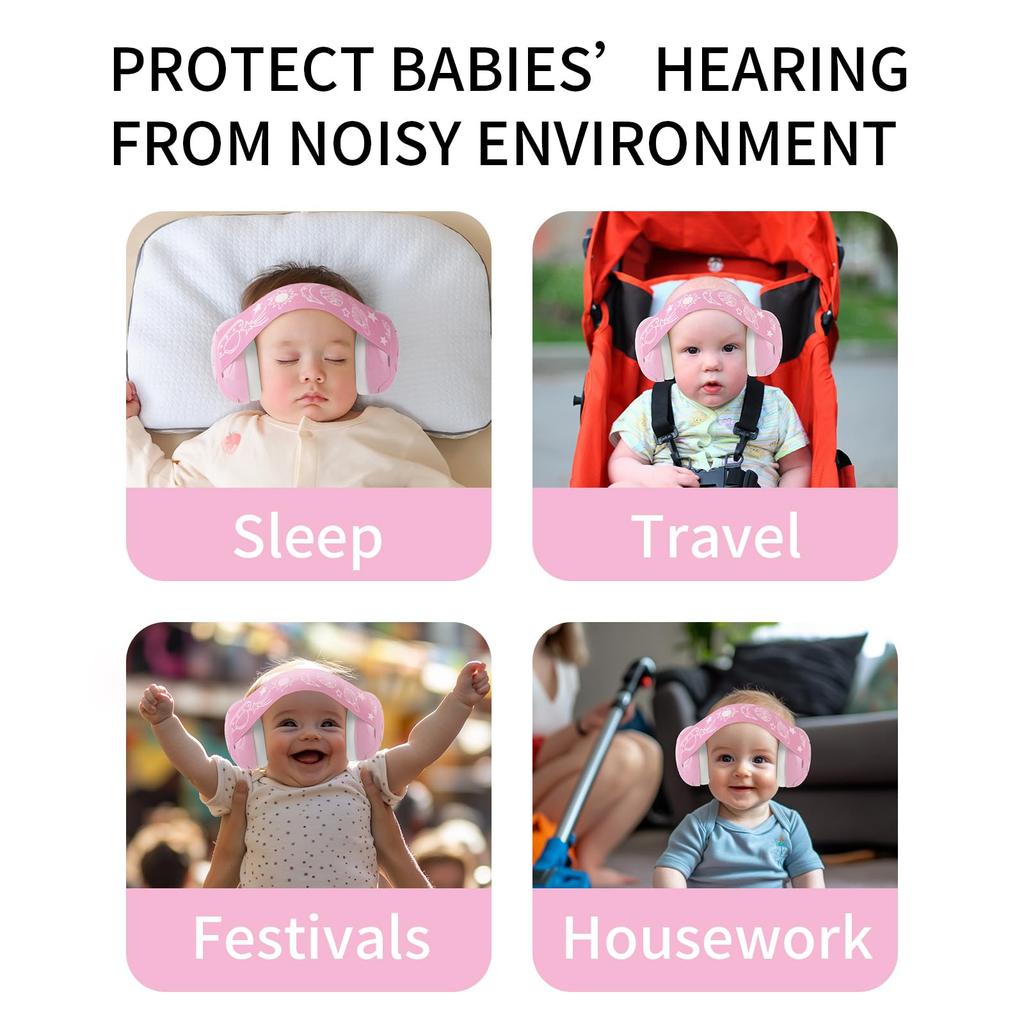 LYSIAN Baby Earmuffs with Elastic Noise Baby Headphones for Toddler Hearing and Festivals Headband, Cancelling, Protection, Sleeping, Naps, Travel,