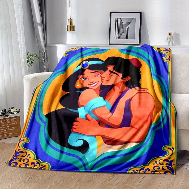 1pz Principessa Disney Jasmine & Aladdin Storia d'Amore Romantica Coperta Plaid Decorazione per la Casa, Esterno, Idea Regalo, Plaid in Flanella, Camera da Letto, Soggiorno