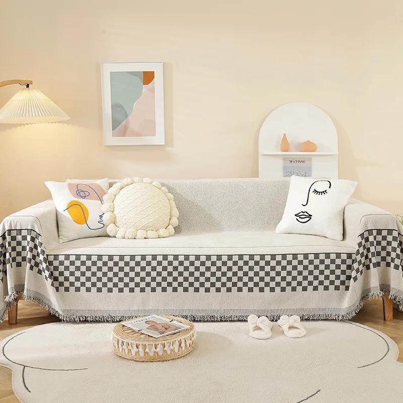 Sofa Cover Cloth Chenille Cover Breathable Comfortable Backrest Cover Cloth Classic Fashionable Multifunctional Non Slip Blanket