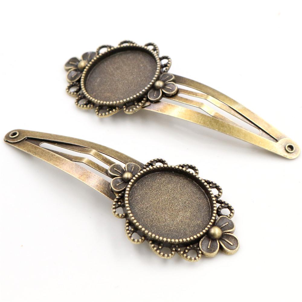 5pcs 20mm 18mm 18x25mm Inner Size Round/Oval Copper Material Hairpin Hair Clips Hairpin Base Setting Cabochon Cameo 