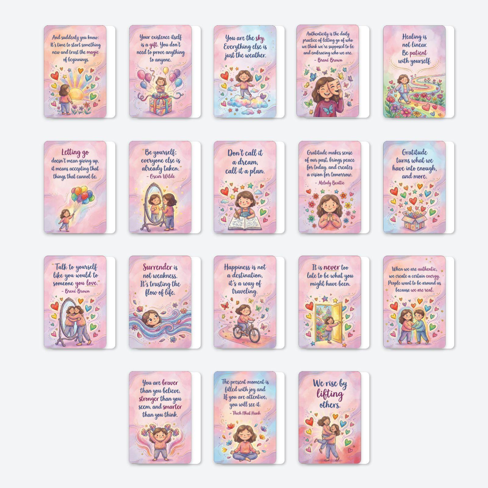 

Girl S Heart Self-Affirmation Card 18 Sets, Wind Hand Account Material Wall Decoration Healing Card RXHB0138
