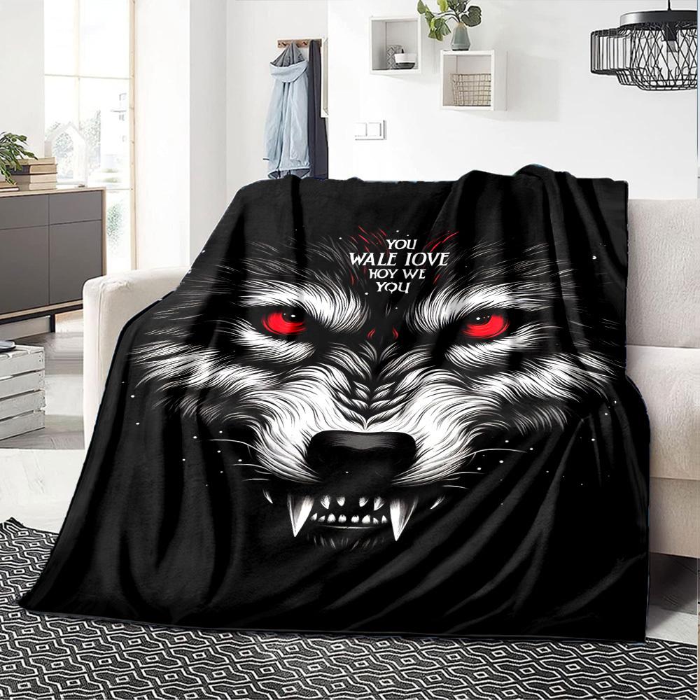 1pc Wolf Love Throw Blanket Soft Flannel, Cozy All Season Polyester Perfect for Home, Office