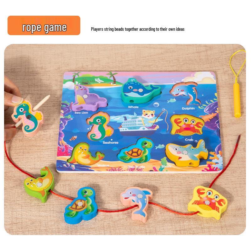Animal Matching Magnetic Wooden Lacing Puzzle for Kids Ages 3-6