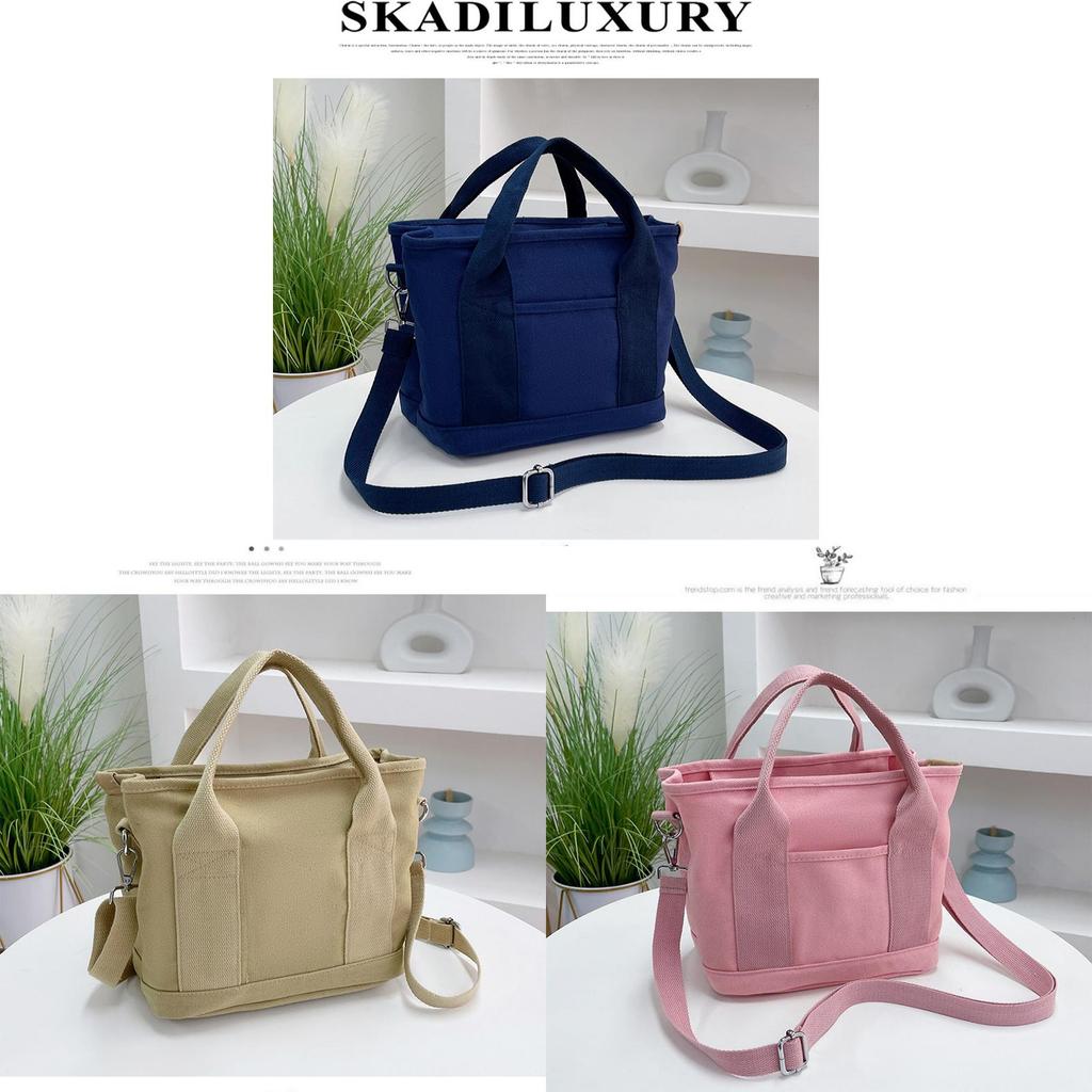 Japanese Canvas Tote Bag For Women With Multiple Compartments Casual Daily Use
