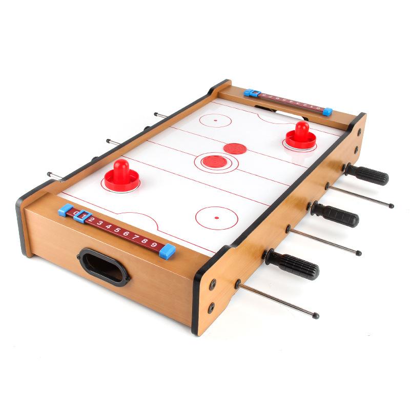 Multifunctional Wooden Table Football Ice Hockey 2-In-1, Double Competitive Entertainment Indoor Board Games Sports Toys