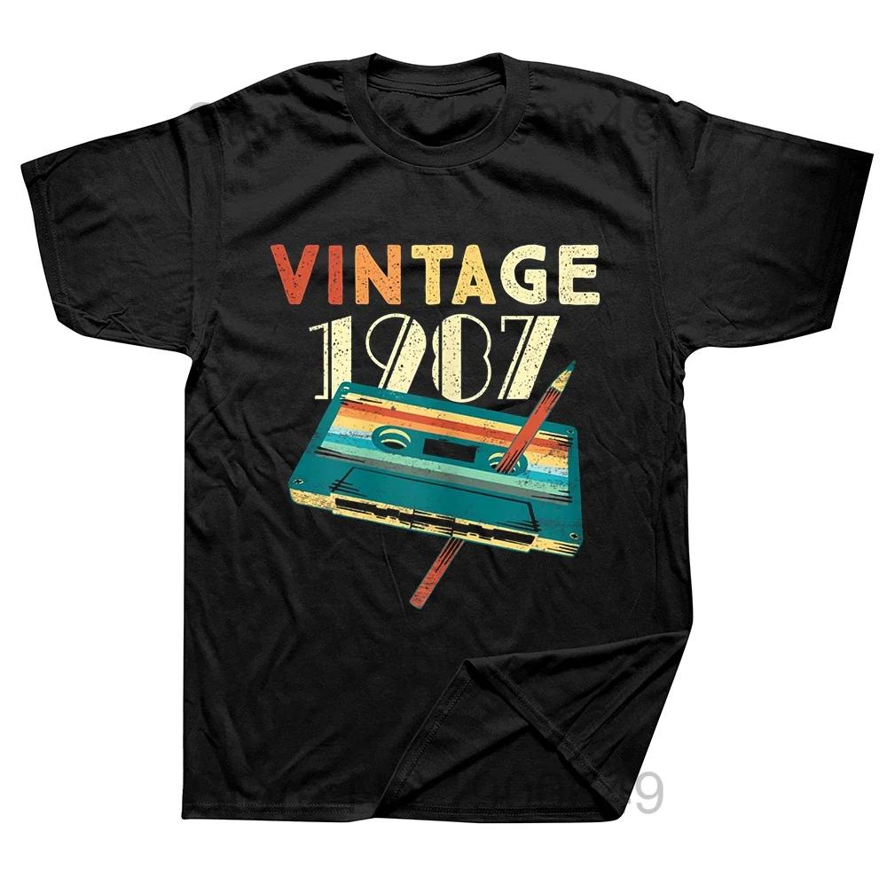 Vintage Made In 1987 Limited Edition 37 Years of Being Awesome T Shirts Summer Graphic Cotton Streetwear Birthday Gifts Tshirt