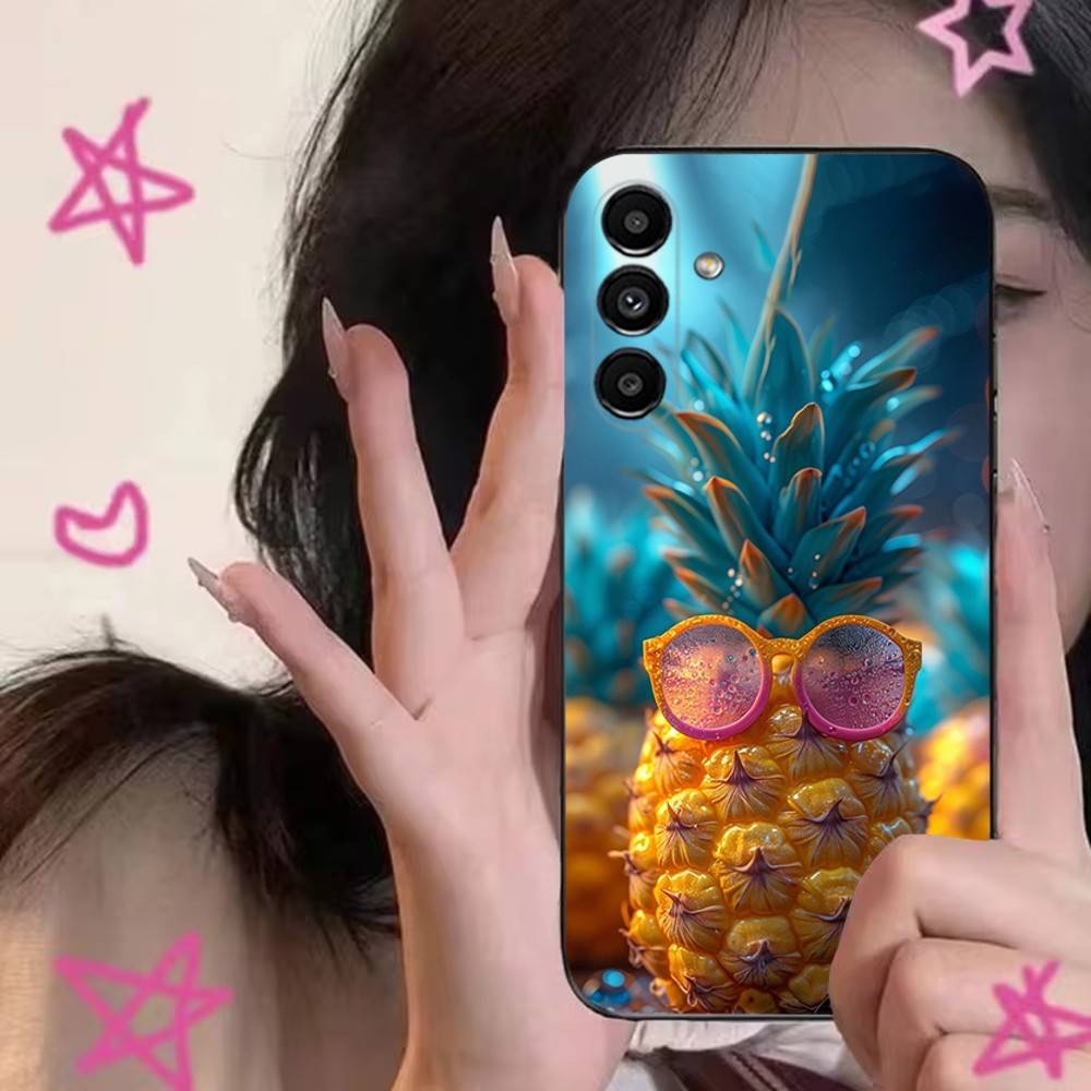 Summer Pineapple Phone Case For Samsung S24,S21,S22,S23,S30,Ultra,S20,Plus,Fe,Lite,Note,10,9,5G Black Soft Cover