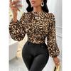 2026 Spring New Satin Shirt Sexy Leopard Print Women's Backless Top