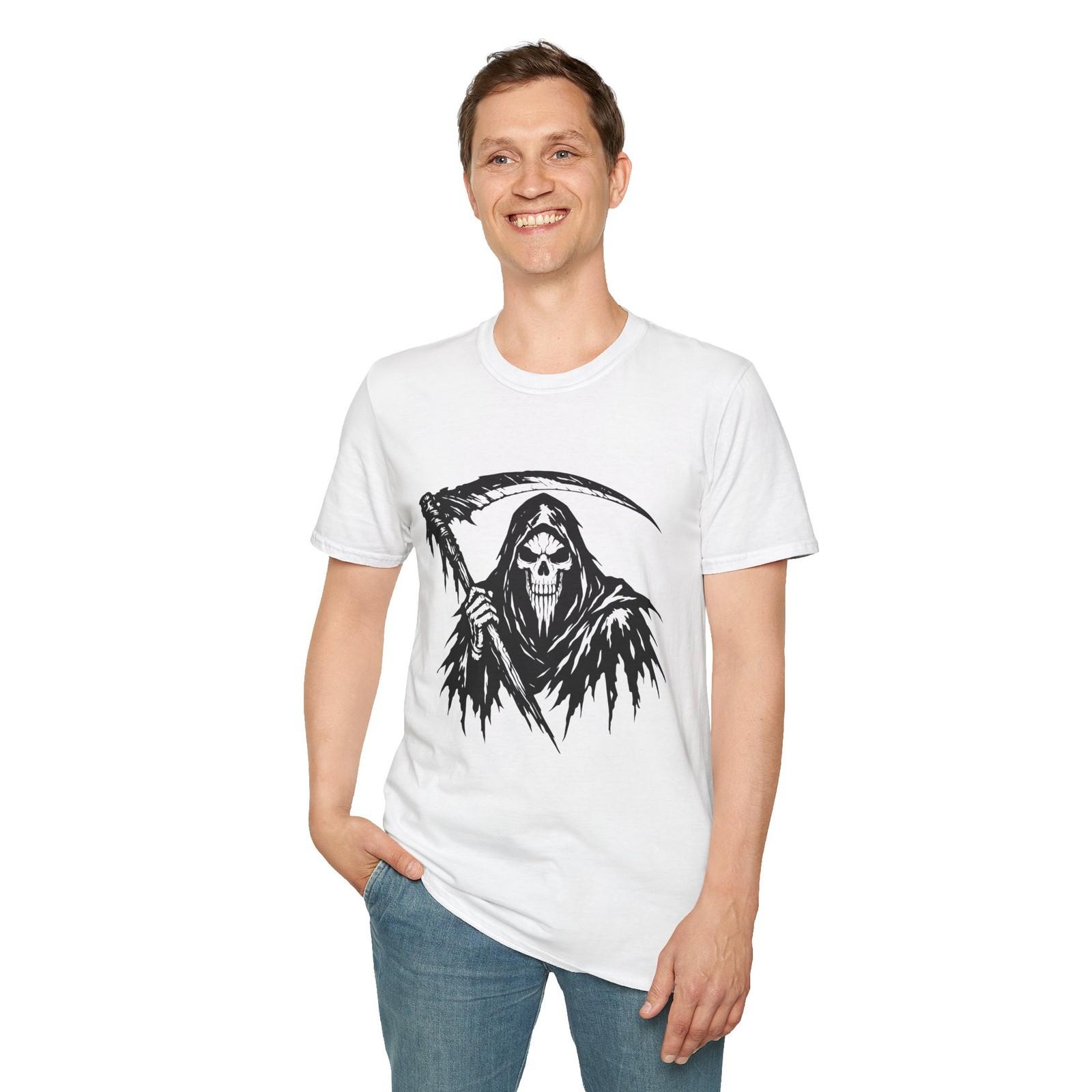 Reaper Skull Grim Horror Gothic Death Scythe Fantasy Unisex Softstyle T-Shirt S