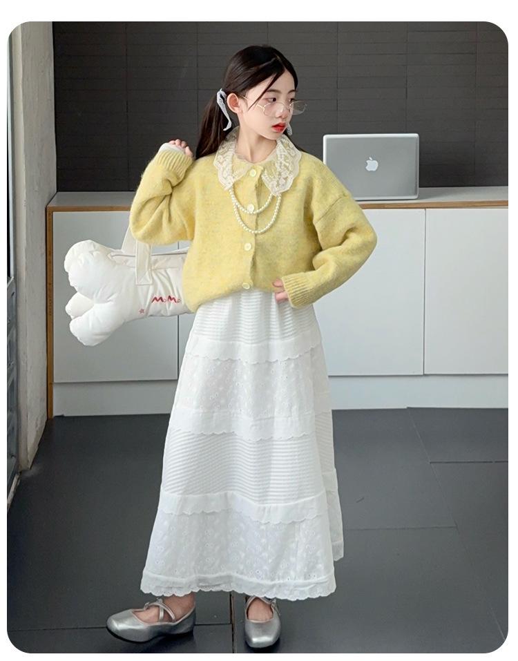 Herbst 2025 Mädchen Modischer Pullovermantel im koreanischen Stil - Stilvolles Outfit für große Kinder