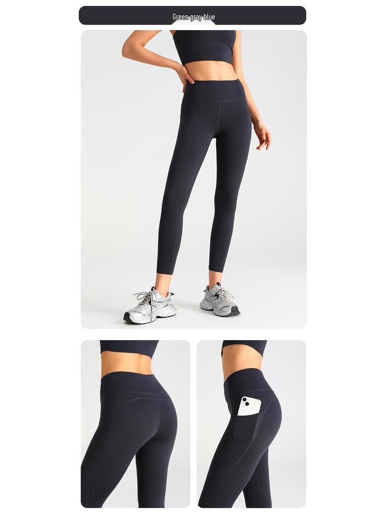 Damskie spodnie do jogi z wysokim stanem - Shark Pants - Oddychające legginsy fitness z efektem wyszczuplającym brzuch