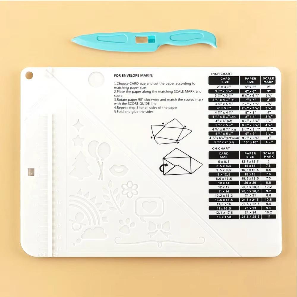 Plastic Paper Trimmer Scoring Board DIY Gift Box Letter Multi-purpose Mini Score Board with Measuring Grid