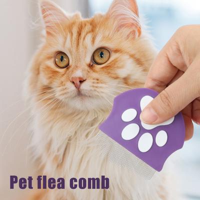 Peigne anti-puces pour animaux de compagnie Outil de démêlage pour enlever les taches de larmes pour animaux de compagnie Acier inoxydable Chien Chat Peigne de toilettage à dents arrondies pour petits, moyens et grands animaux de compagnie