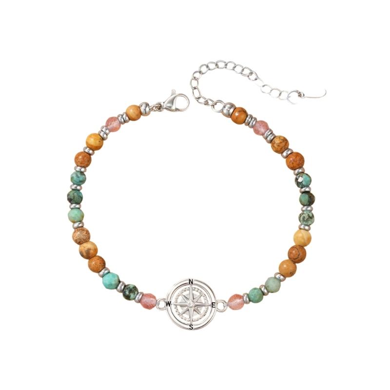 

Stylish Compass Bracelet For Women Elegant Stainless Steel Resin Design With Sparkling Crystal Accent For Travel