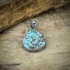 Tibetan Turquoise Gemstone 925 Sterling Silver Jewelry Pendant 1.97" M-31