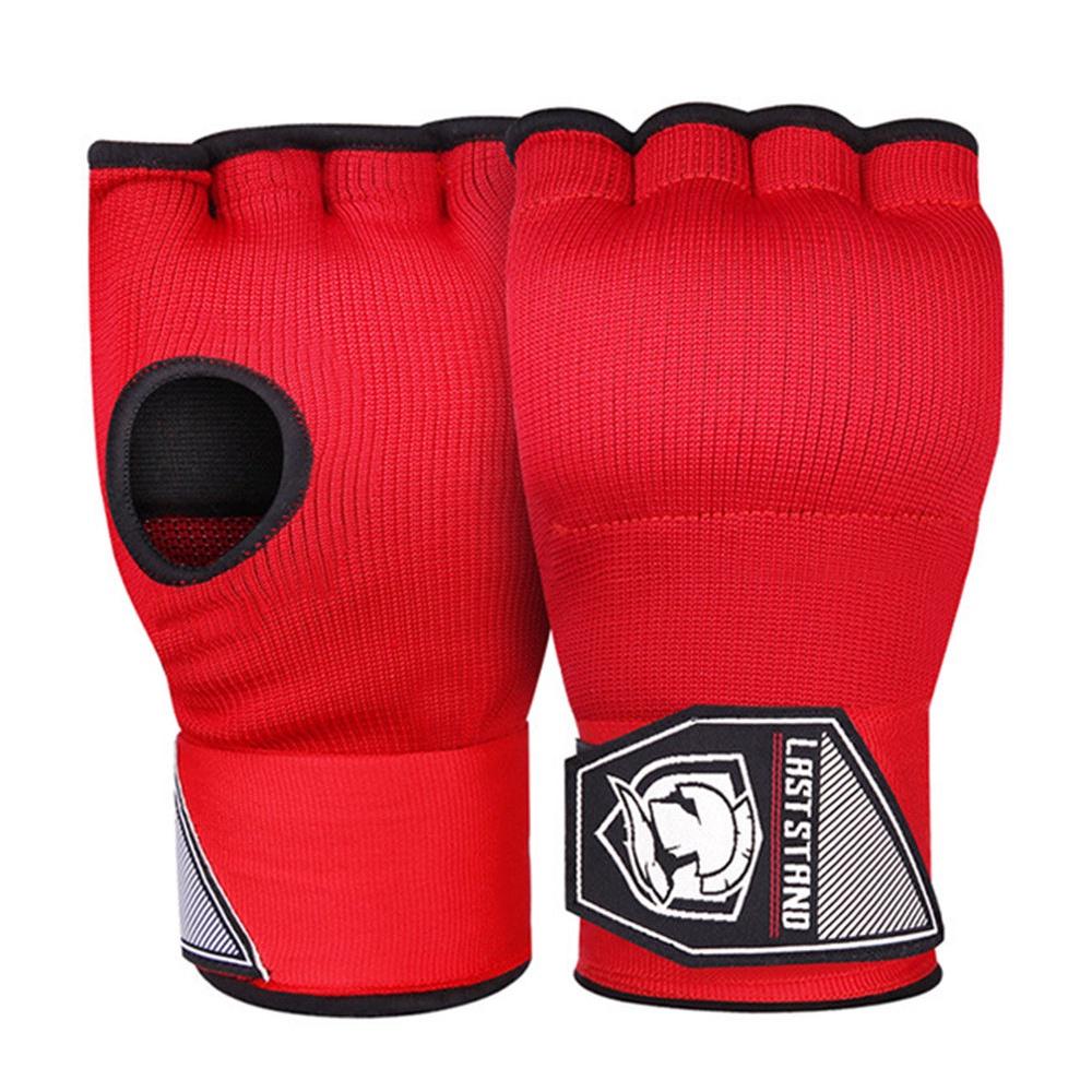 

1 пара гелевых боксерских бинтов-перчаток, регулируемые перчатки с половиной пальцев, поддержка с длинным ремешком на запястье, защитное снаряжение для рук для ММА и бокса красный