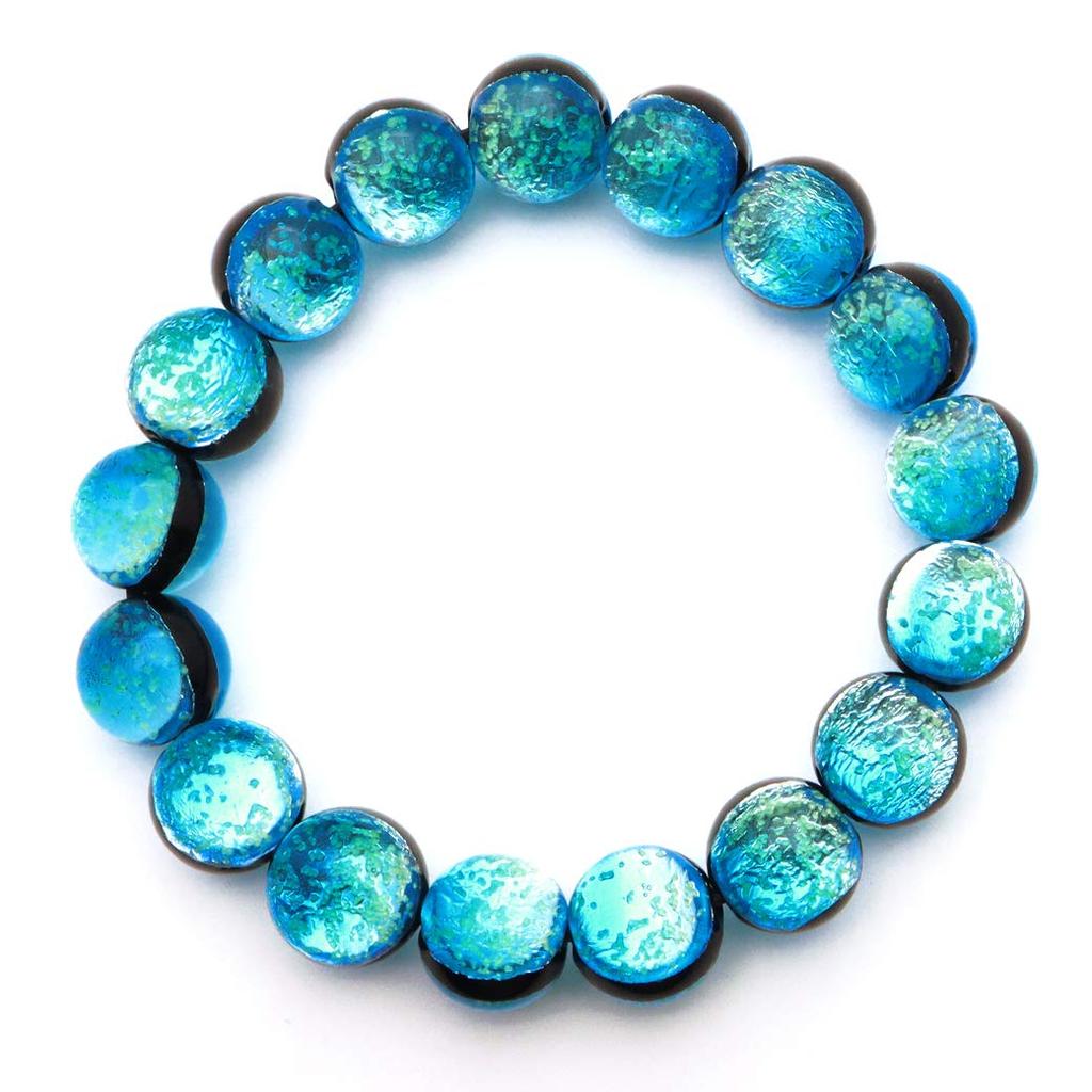 [GOLD STONE] Glowing Hateruma Blue Firefly Glass 12mm Bracelet from Hateruma Island, Okinawa, Inner Diameter: Approx. 19cm