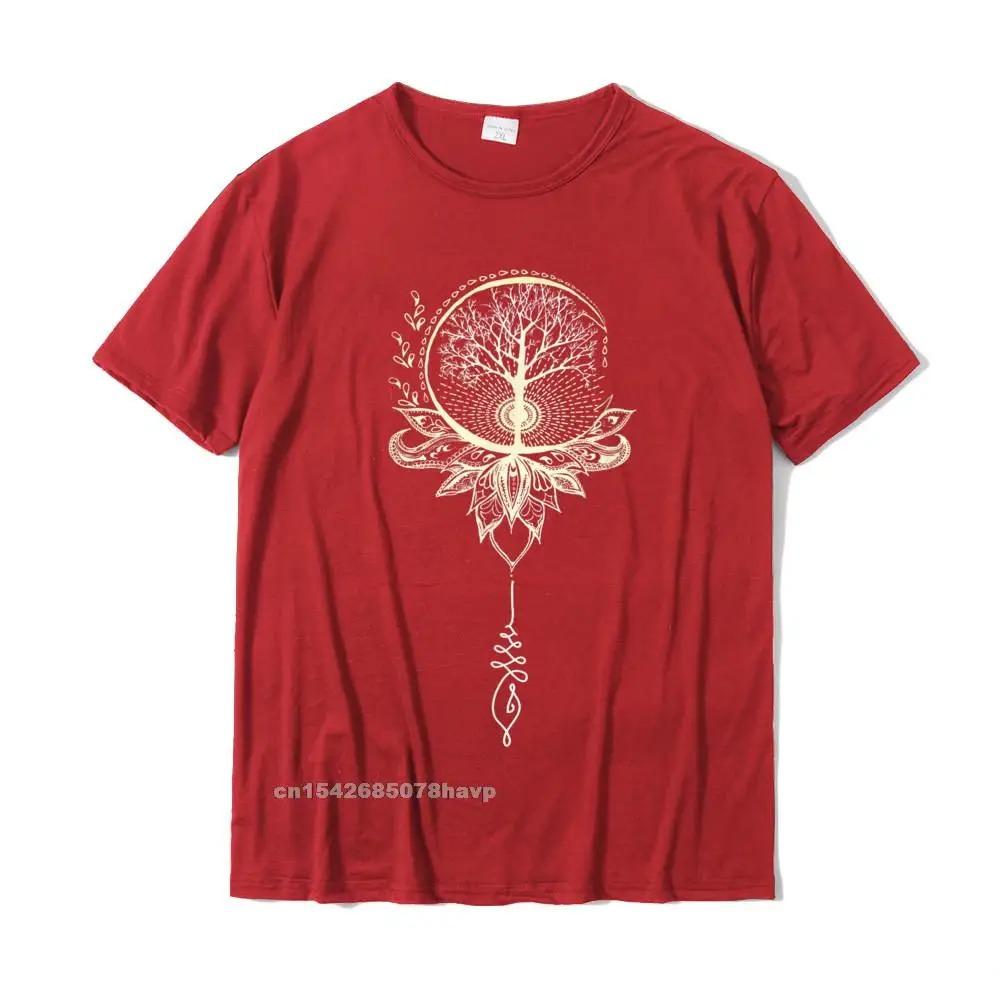 Mandala Lotus Unalome Tree Of Life T-Shirt Cotton Family Tops Shirts Discount Men's T Shirts Printed On