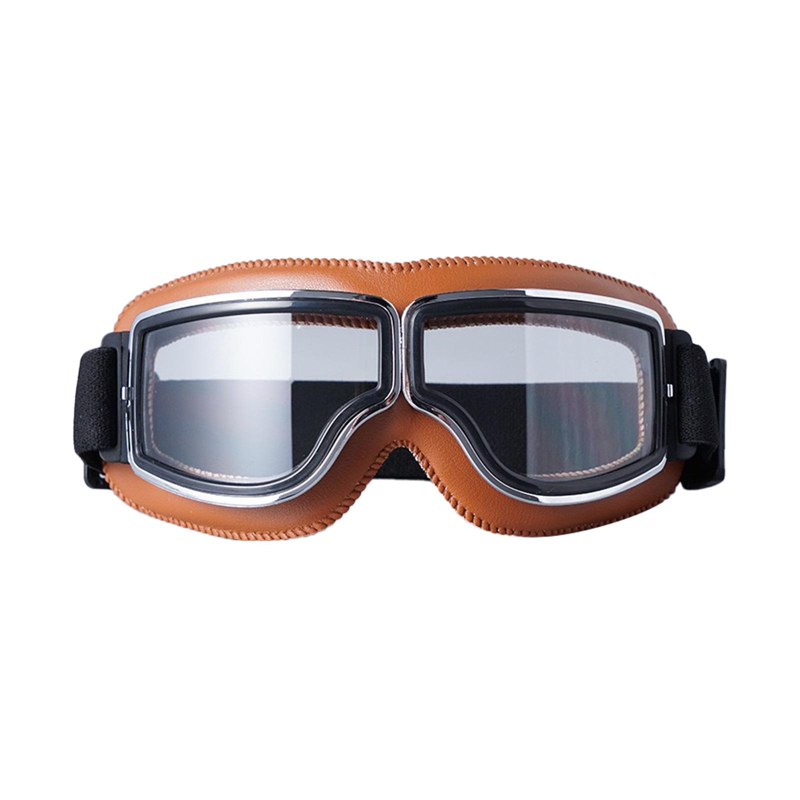 Vintage Leather Motorcycle Glasses Windproof Dustproof Motorbike Helmet Eyewears Cycling Helmet Scooter Glasses