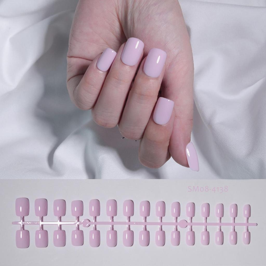 Autumn & Winter Solid Color Short Square Nails - 30 Pre-made Pieces in Striped Bag