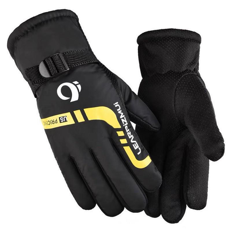 

Мужские зимние велосипедные перчатки: Теплый, морозостойкий, ветрозащитный, водонепроницаемый, утолщенный бархат для езды на велосипеде и мотоцикле. One Size жёлтый