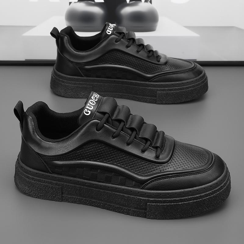 Black autumn kitchen work labor insurance leather shoes platform sports board shoes