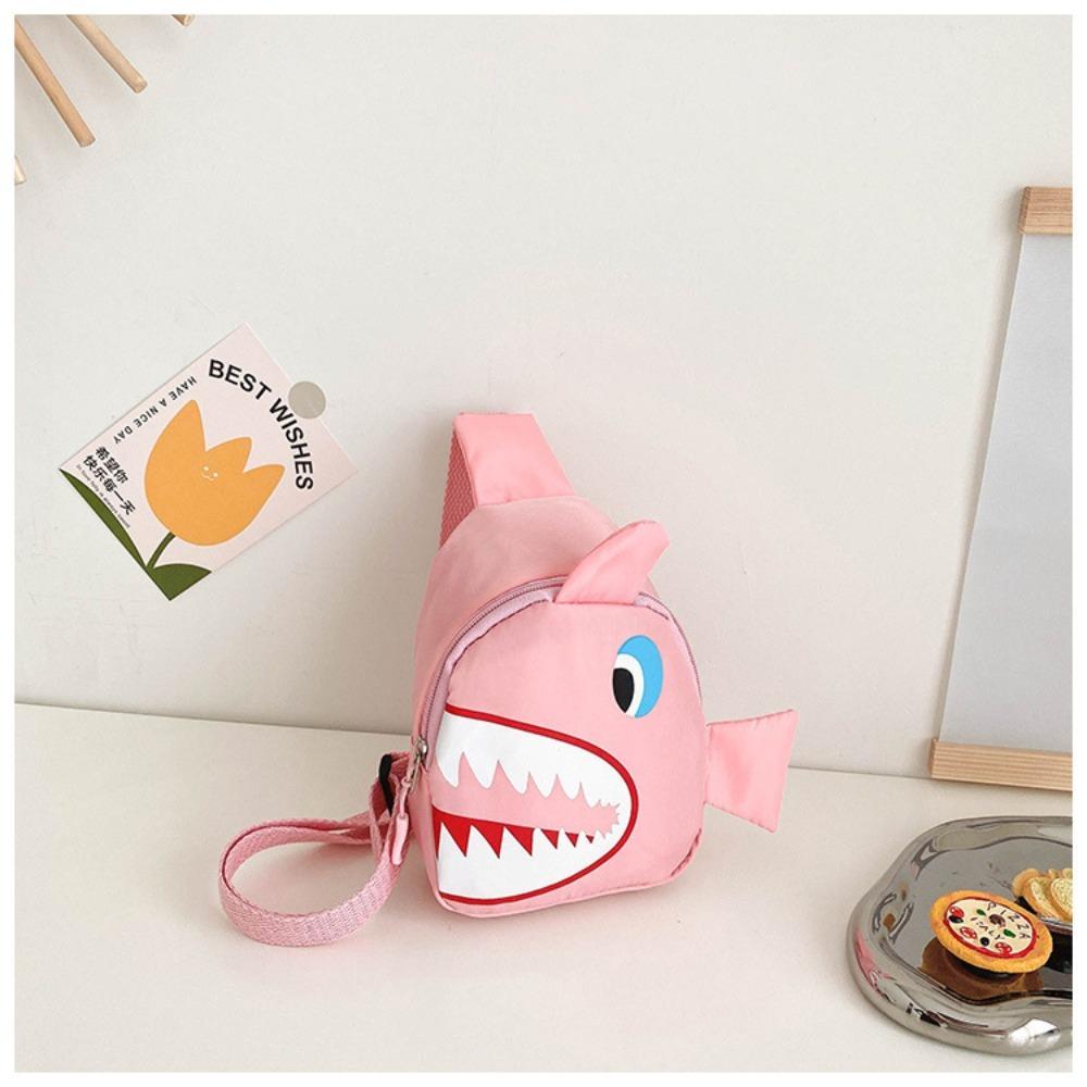 Canvas Shark Pattern Chest Bag Zipper Pack for Sports Workout Fashion Crossbody Chest Bag