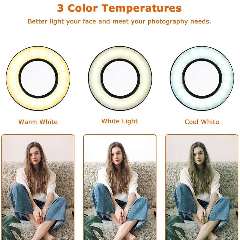 Universal Selfie Ring Light with Flexible Mobile Phone Holder Lazy Bracket Desk Lamp LED Light for Live Stream Office Kitchen