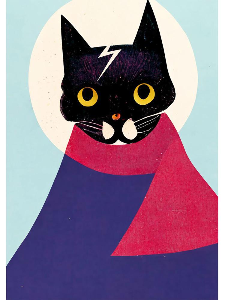 Retro Alien Cat Space Adventure UFO Poster Canvas Painting Abstract Animal Wall Art Picture For Living Room Home Decoration