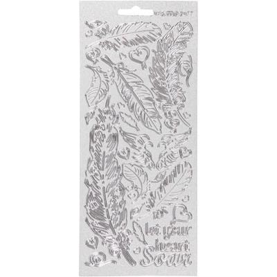 Stickers - Silver - Feathers - 1 Piece - Peel Off - Mixed - Adult