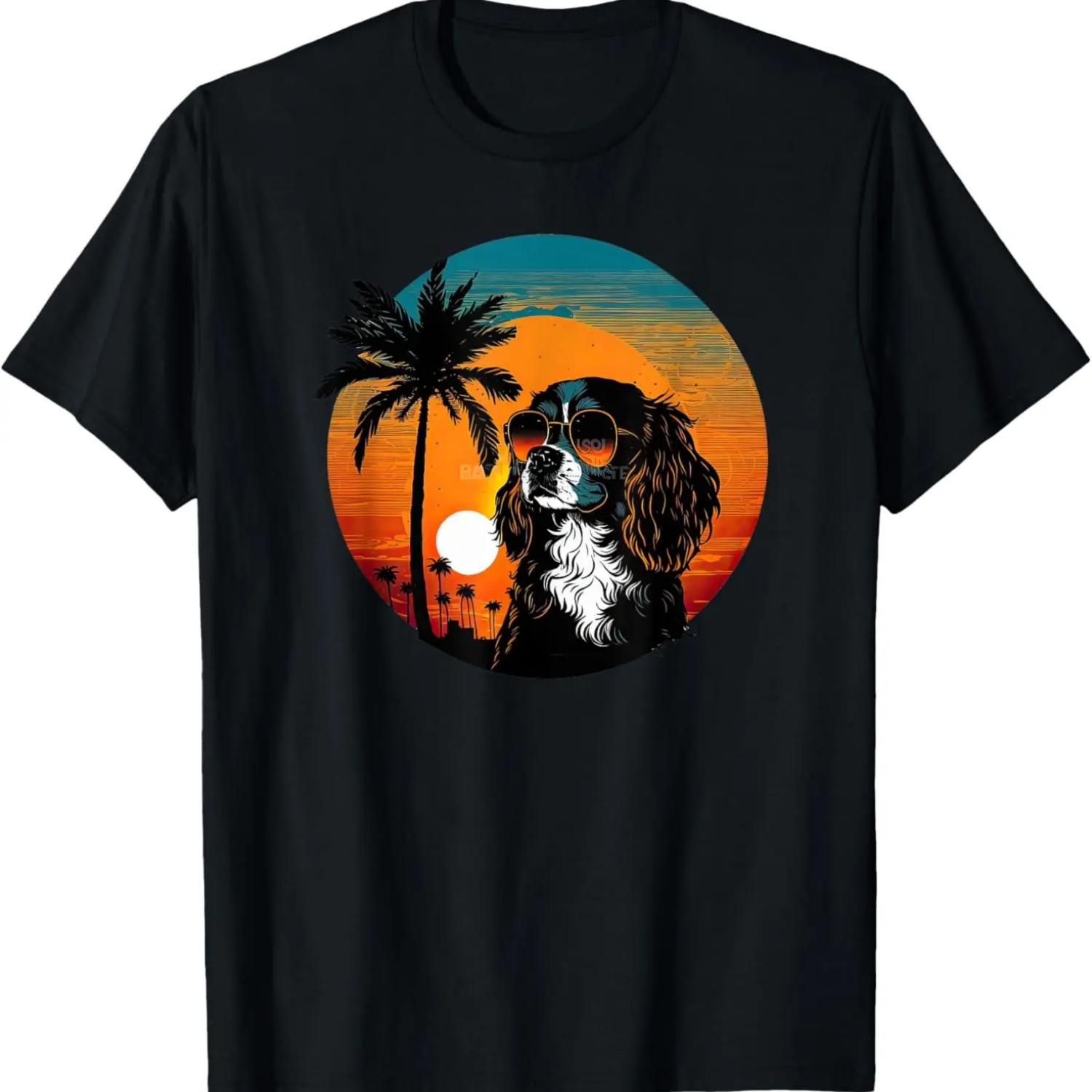 Смешная футболка с Кавалер-Кинг-Чарльз-спаниелем в крутых солнцезащитных очках S
