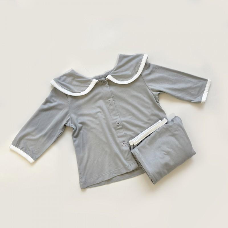 Soft Cotton Kids Pajama Set Girls A-Class Sleepwear V-Neck Batwing Sleeve 3-8 Years Fall