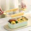 304 Stainless Steel Divided Lunch Box with Fork Spoon Food Container New Bento Box  For Meal Prep