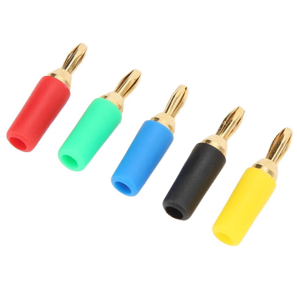 2set Banana Plug 2.5mm 0.1in 4 Leaf Type 5 Color Screwed Welded Fixing Brass Gold Plated Electrical Connector