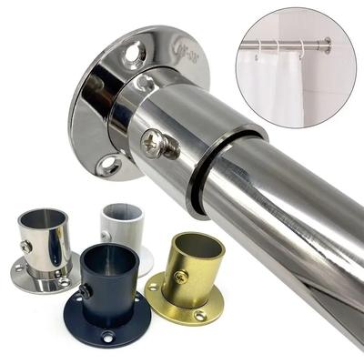 1Pc 19mm-32mm Stainless Steel with Cover Furniture Hardware Closet Flange Tube Bracket Rod Holder Hang Rod Support