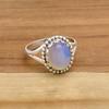 Opalite 925 Sterling Silver Ring, Oval Gemstone Handmade Women Boho Ring Jewelry