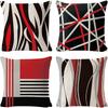 Popular Simple Geometric Abstract Red Black Striped Sofa Cushion Pillow Case Home Removable Washable