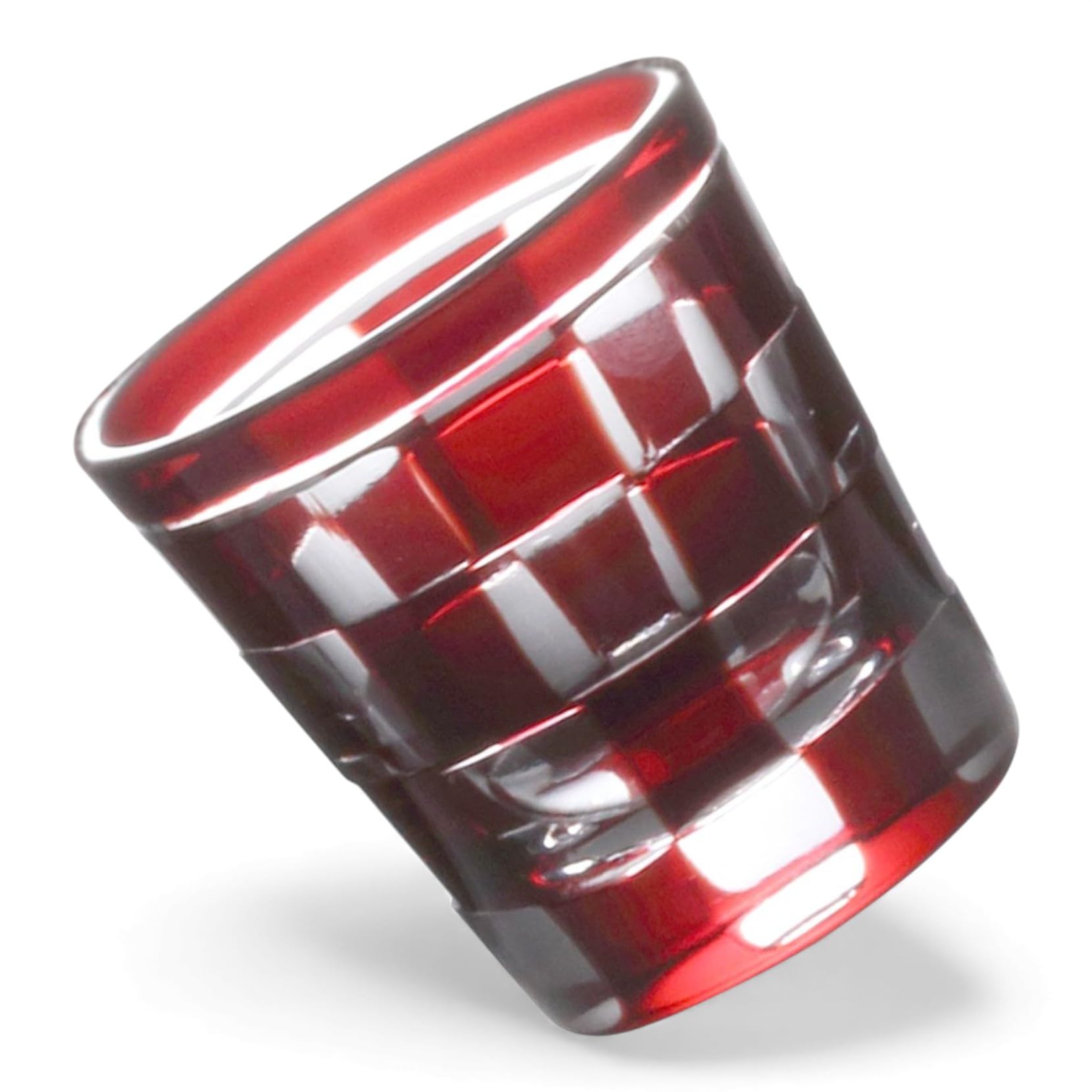 

Dinner Luxe Cut Glass Checkered for Cold Ichimatsu Kouga Takumi-fu Cup, Small, Pattern, Sake, 55xH58mm, 65cc, Red, PNO.333613