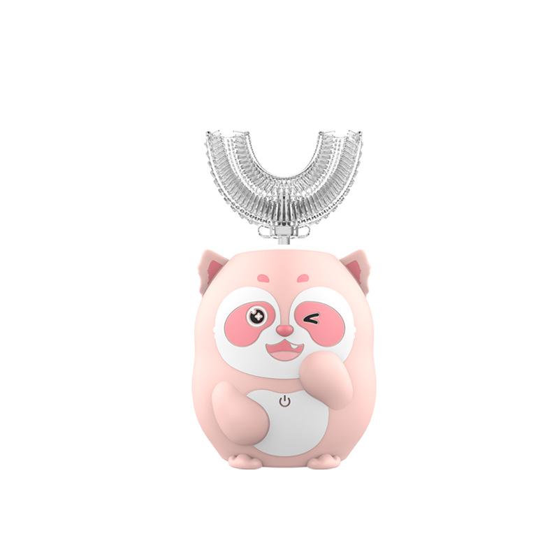 360 Degrees U Shaped Children Electric Toothbrush Cartoon for Kids Smart Automatic Sonic Toothbrush USB Charging Blue Light IPX7