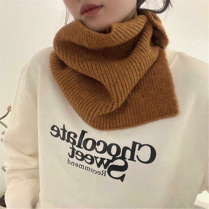 Warm Autumn and Winter Scarf, Unisex Solid Color Winter Neck Warm Knitting Button Scarf Split Neck Cover Scarf  Burgundy