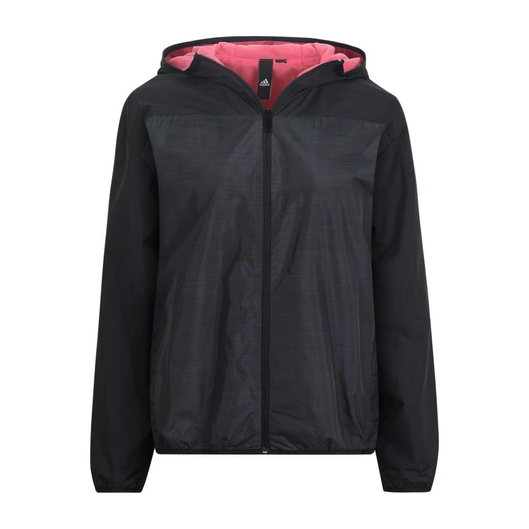 Adidas Striped Hooded Zip Breathable Long Sleeve Jacket Women jackets ED1619 S