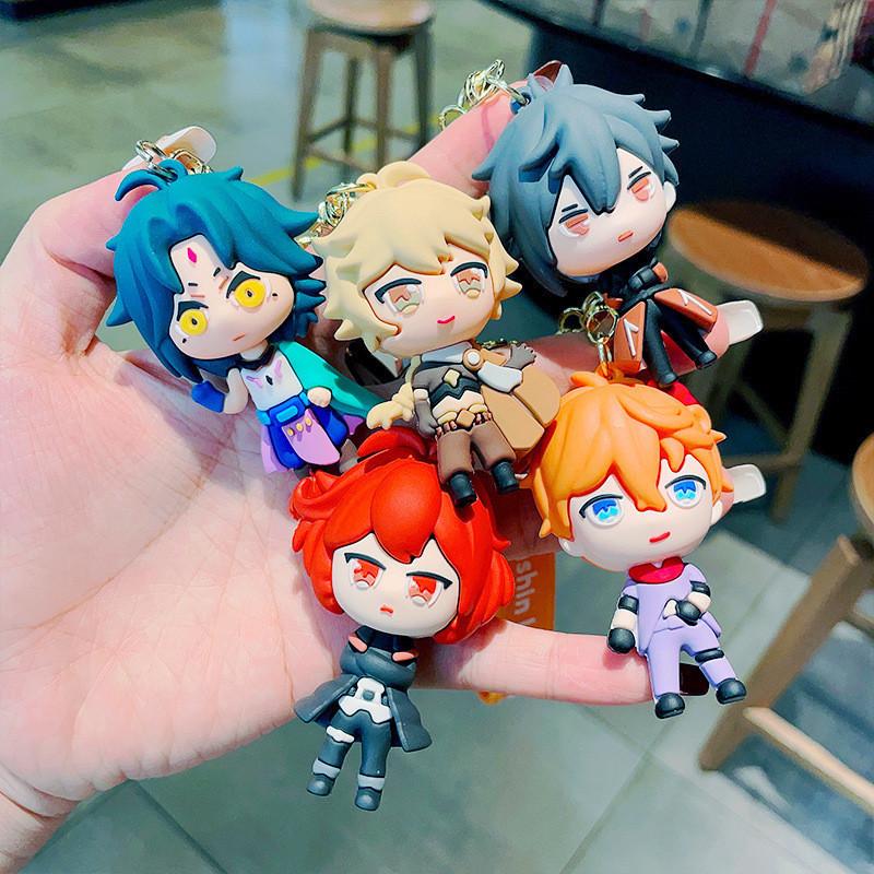 Portachiavi in ​​silicone con simpatico personaggio di Genshin Impact, adorabile statuetta in PVC per borse e telefoni.