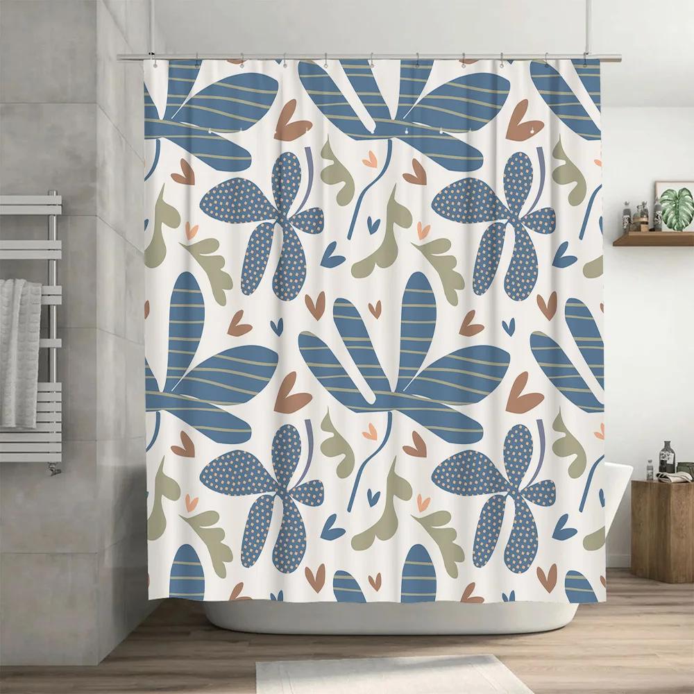 Blue Butterfly Shower Curtain Waterproof Fabric Bathroom Decor Custom Size Water Repellent Print Bath Tarpelling