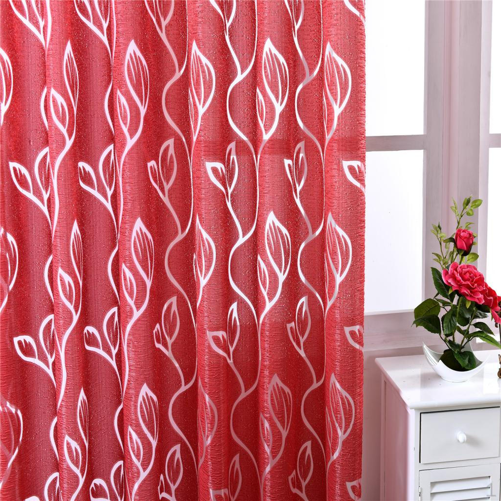 

100 * 250 см Листья Пузырьковый Шифоновый Тюль Абажур красный
