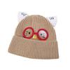 New Cute Glasses Cat Ears Hat for Women Autumn and Winter Warm Ear Protection Knitted Hat Showing Face Small Woolen Cold Hat