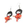 NOA [J1759] - Designer Earrings 'Rockeuse' Red Orange